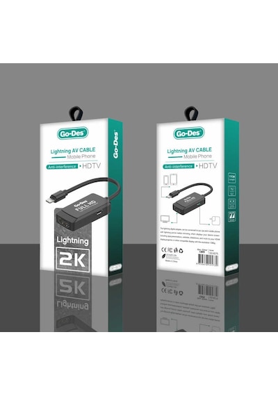 Go Des GD-8275 Lightning HDMI 2K Dönüştürücü Adaptör Lightning AV Kablo - Siyah ZORE-220456
