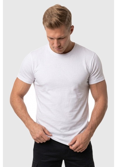 Rizzup Erkek Beyaz Slim Fit %90 Pamuk Likralı Yumuşak Dokulu Basic Tişört 1801131