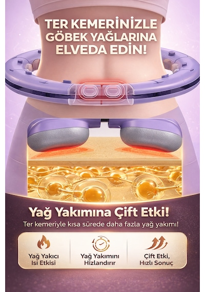 Dijital Ekranlı Akıllı Hulahop Egzersiz Çemberi Ayarlanabilir Masaj Etkili Bel İnceltme Çemberi