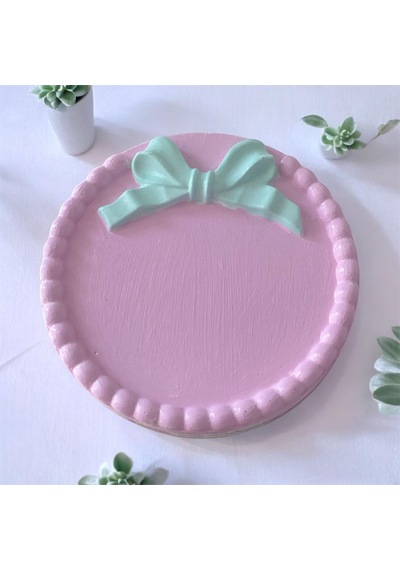 El Yapımı Taş Bardak Altlığı - Çok Amaçlı Dekoratif Tabak 11 Cm Açık Pembe