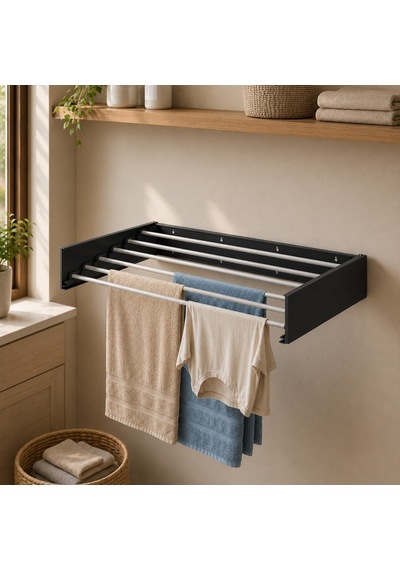 Çamaşır Kurutma Askılığı Katlanır Duvara Monte Balkon Banyo Askılık Duvar Tipi Yer Tasarruflu Çamaşırlık 70 Cm Belize Antrasit