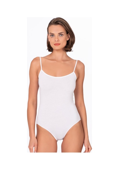 Kadın Çıtçıtlı İp Askılı Badi Beyaz Kompedan K0603-beyaz
