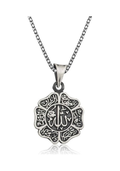 Gümüş Allah Yazılı Erkek Kolye Gümüş