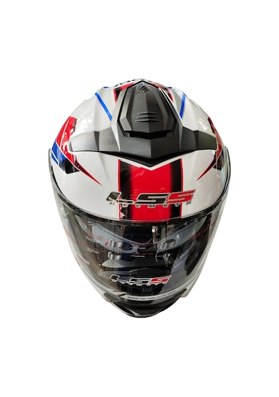 Ls5 Helmets Çeneden Açılır Kask Vizörlü Beyaz - Kırmızı Gri