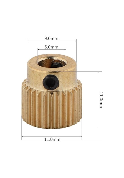 Koodmax Mk8 Extruder 40 Diş 5mm Pirinç Özel Tel Besleme Ekstrüzyon Tekerleği Dişlisi