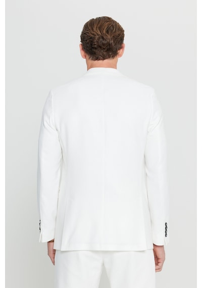 AC&Co / Altınyıldız Classics Erkek Ekru Slim Fit Dar Kesim Kırlangıç Yaka Kapak Cepli Blazer Ceket Ekru