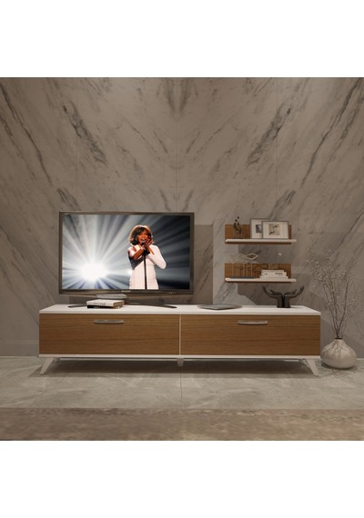 Decoraktiv Eko 4 Slm Std Retro Tv Ünitesi Tv Sehpası - Beyaz Ceviz Beyaz - Ceviz