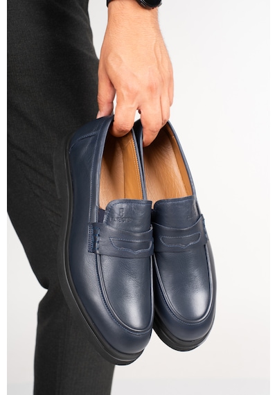 Fame Step Hakiki Deri Erkek Loafer Mokasen Klasik Ayakkabı Comfort Prato Lacivert