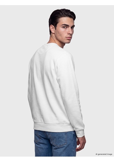 Lcwaıkıkı Classic Beyaz Bisiklet Yaka Erkek Sweatshirt