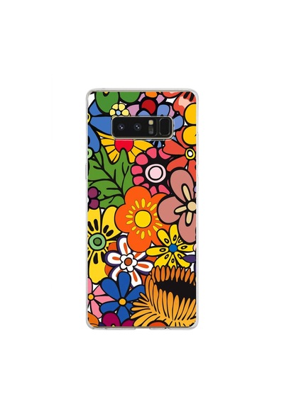 Samsung Galaxy Note 8 İle Uyumlu 1mm Slim Fit Retro Colors 2 Baskılı Şeffaf Kılıf Şeffaf