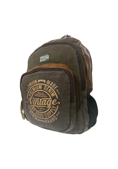 Old Cotton Cargo Kaliteli Siyah Vintage Salaş Baskılı Disayn Günlük Gezi Okul Sırt Çantası Revilla Bag 28x38cm Sarı