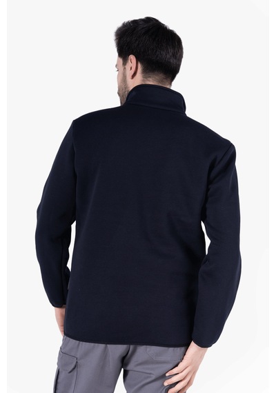 3 İplik Dik Yakalı Fermuarlı Sweatshirt Lacivert