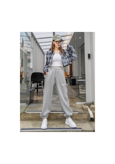 Tarzsokak Dazy Slant Pocket Patch Detail Thermal Lined 4 Mevsim Eşofman Gri