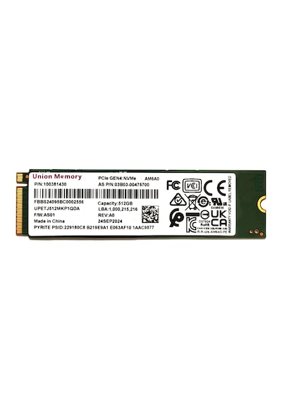 Union Memory Am6a0 512gb Pcıe Gen4x4 3900-3100 Mb/s 2280 M.2 Nvme Ssd 1