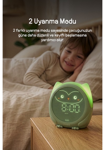 Cloud-b Melodili Sensörlü Masa Saati Uyku Eğitmeni 13x12x10 Cm Haki Yeşil