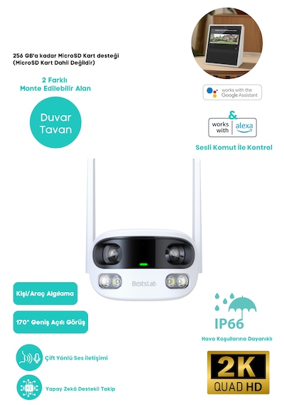 Botslab Smart W302 Outdoor Kamera 3K / Çift Yönlü Ses / 170°/ Akıllı İnsan Takibi
