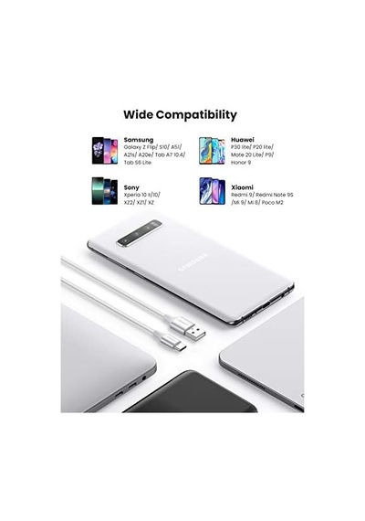 Örgülü Usb Type-c Şarj Ve Data Kablosu, Beyaz, 2 Metre