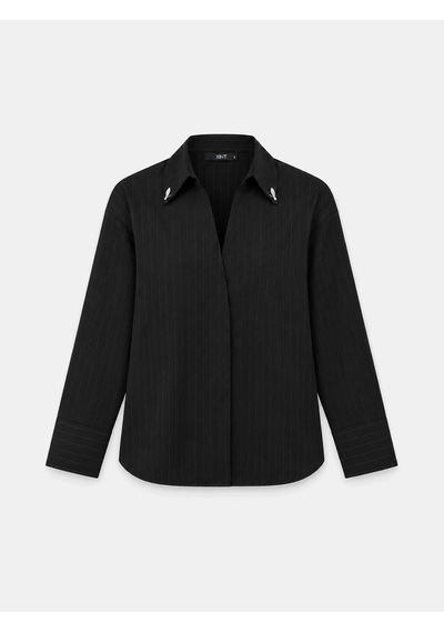 Xint Siyah Esnek Dokulu Oversize Bluz 751141
