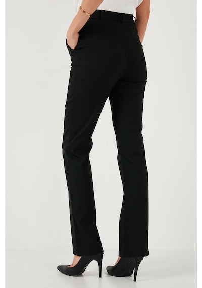 Lela Yüksek Bel Regular Fit Bol Paça Bayan Pantolon 611Pl030W4 Siyah