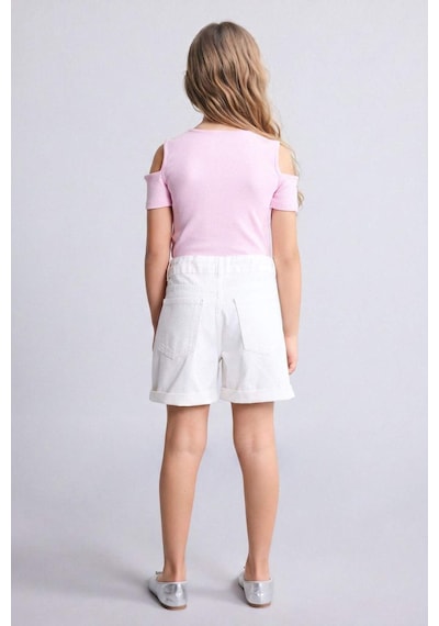 Defacto Mom Fıt Gabardin Şort Kız Çocuk H5884a826hser233 Ekru-er233