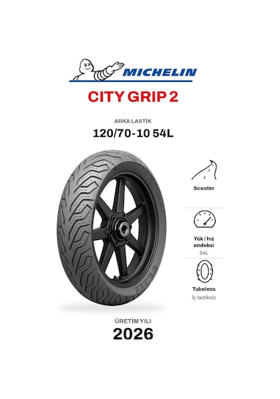 Michelin City Grip 2 120/70-10 54l Arka Motosiklet Lastiği