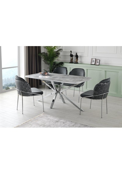 Çapraz High Gloss Yemek Masası 90 160 Cm 001