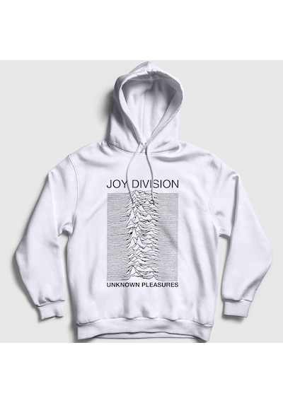 Presmono Unisex Unknown Pleasures Joy Division Kapüşonlu Sweatshirt Beyaz