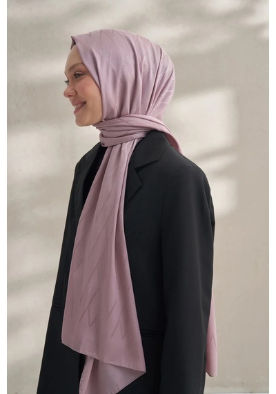 Armanda Krep Jakar Prizma Desen Şal - 70 X 190 Sisli Pudra