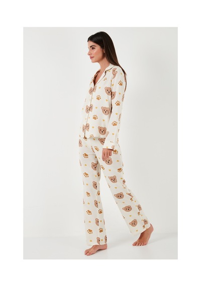 Lela Reguar Fit Yumuşak Dokulu Bayan Pijama Takımı 611Pt288Y Bej