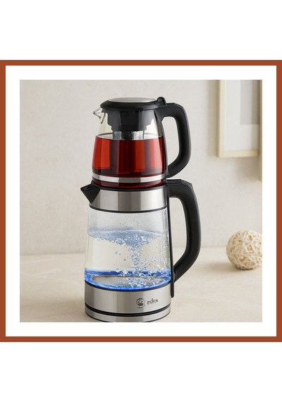 Bezos 2'si 1 Arada Elektrikli Çay Makinesi Ve Kettle 2l+1.2l Çelik Pro
