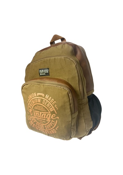 Old Cotton Cargo Kaliteli Siyah Vintage Salaş Baskılı Disayn Günlük Gezi Okul Sırt Çantası Revilla Bag 28x38cm Hardal Sarı