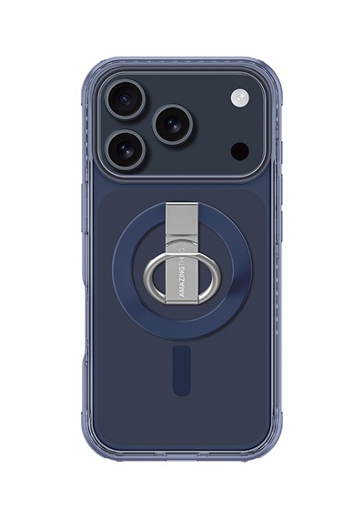 Apple Uyumlu iPhone 17 Pro Max Kılıf M-safe Şarj Özellikli Yüzük Standlı Amazingthing Titan Pro Serisi Kapak Mavi Mavi