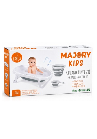 Retro Art Majory Kids 3 Parça Katlanır Bebek Küvet Seti 35 L