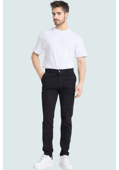 Ersefa Erkek Slim Fit Uzun Boy Chino Pantolon Esnek Gabardin Kumaş Günlü siyah