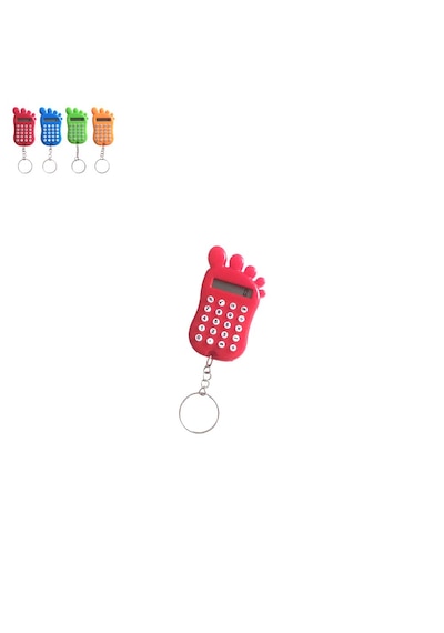 Kırmızı Ayak Şekilli Mini 8 Haneli Hesap Makinesi Anahtarlık 1 Adet Ebat: 6.7 CM x 4 CM