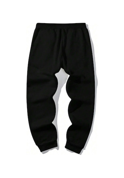 Hypemode Letter Graphic Drawstring Waist Eşofman Altı Siyah
