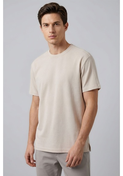 Rahat Form O Yaka 2li Paket Bej-kahverengi Erkek T-shirt - 88495 Bej - Kahverengi