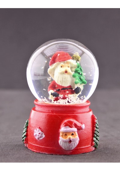 Noel Baba Ve Çam Ağacı Temalı Mini Boy Işıklı Yılbaşı Kar Küresi