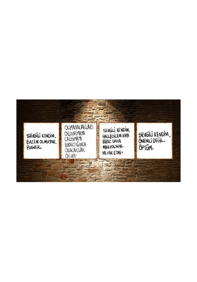 Özlü Sözler 4 Lü 20x20 Retro Ahşap Mdf Poster Ös1003 - 711991289 Diğer