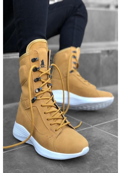 Günkar Bağcıklı Camel Sarı Boksör Unisex Spor Postal Bot Sarı