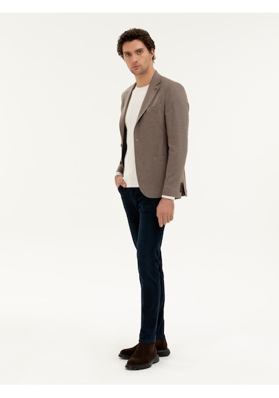 Cacharel Açık Kahverengi Slim Fit Kaşmir Ceket