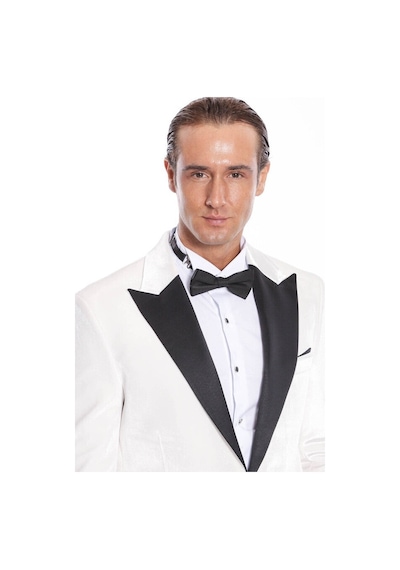 Wessi Kadife Slim Fit Beyaz Erkek Smokin Ceketi Beyaz