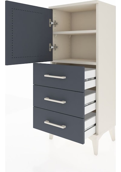 Arges Komodin 2 Raflı 3 Çekmeceli Tek Kapaklı 44x30x106 Aytaşı-antrasit Aytası
