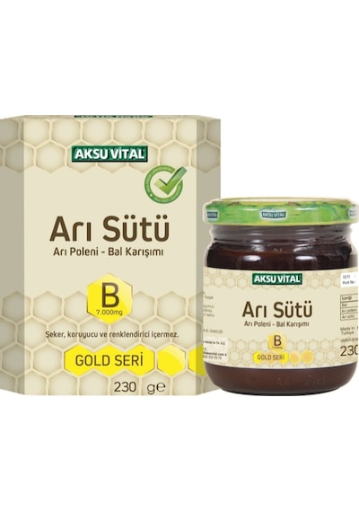 Aksu Vital Gold B 7.000 MG Arı Sütü Arı Poleni Ham Bal Karışımı 230 G