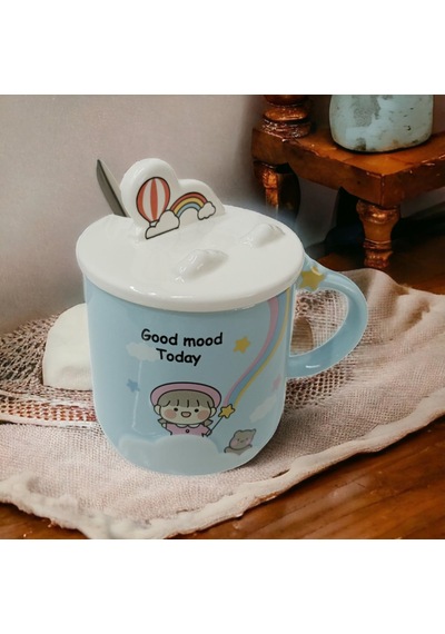 Gökkuşağı Modelli Kupa Bardak Mavi Kupa Bardak Diğer