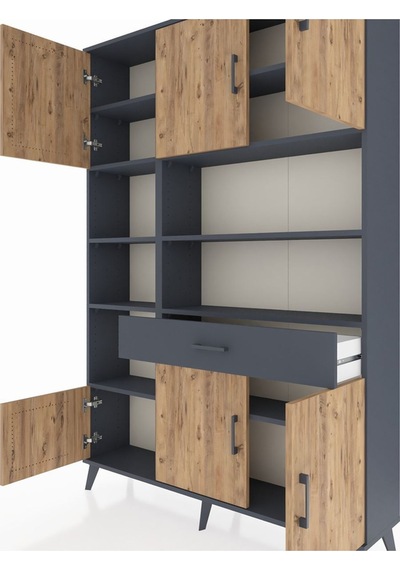 Arges Dolap 10 Raflı Tek Çekmeceli 6 Kapaklı 132x30x195 Antrasit-çam/antrasit Atlas Çam/antrasıt Arges Dolap 10 Raflı Tek Çekmeceli 6 Kapaklı 132x30x195 Antrasit-çam/antrasit Atlas Çam/antrasıt