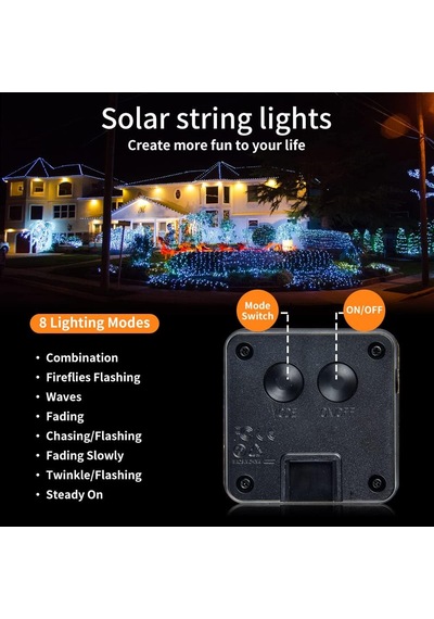 Solar Peri Işıkları Dış Mekan, 2'li Paket 100 Led'ler Peri Işıkları Dış Mekan Güneş 10 Metre Standart