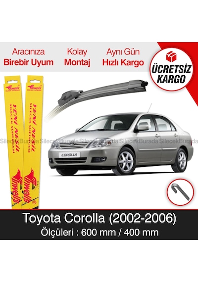 Toyota Corolla Uyumlu Sedan Silecek Takımı 2002-2006 İnwells Muz