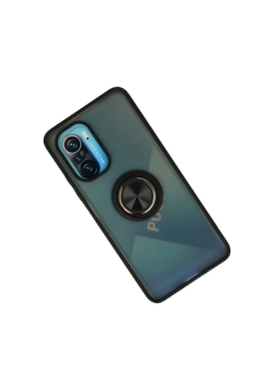 Newface Xiaomi Redmi K40 Kılıf Montreal Yüzüklü Silikon Kapak - Siyah Şeffaf Diğer