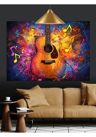 Gitar Müzik Soyut Sanat Dekoratif Kanvas - Mdf Ahşap Tablo